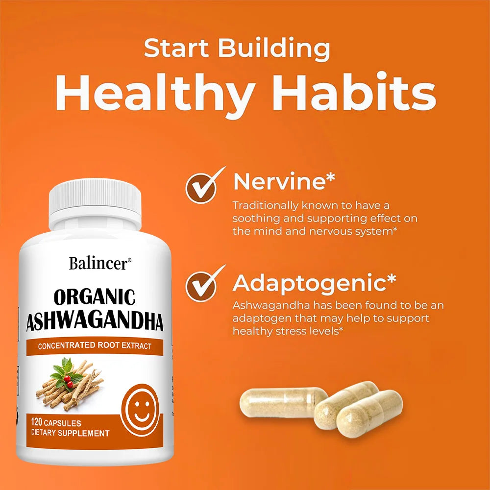 Ashwagandha Capsules - Black Pepper, Stress Relief, Energy Sleep Mood Focus & Immune Support, Relaxation, Cognitive Function Peaceful Pleasures Health and Wellness