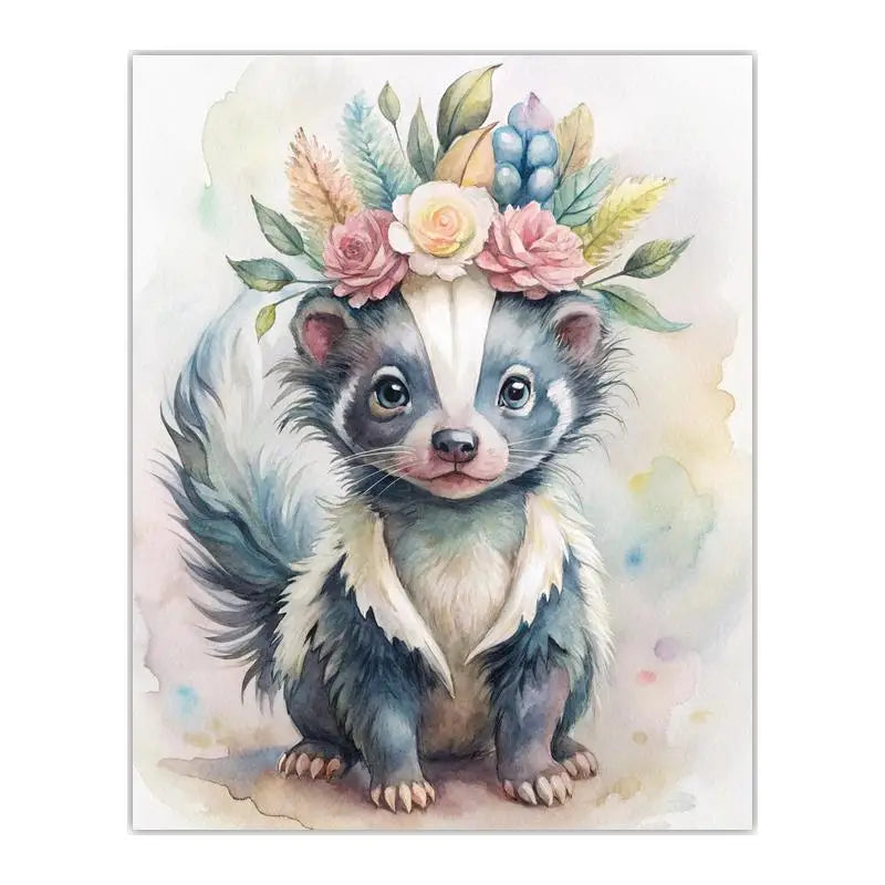Woodland Animal Floral Wreath Canvas Print | Nursery Wall Art Canvas Wall Art Print Peaceful Pleasures Health and Wellness 11 50x70cm NoFrame China Mainland