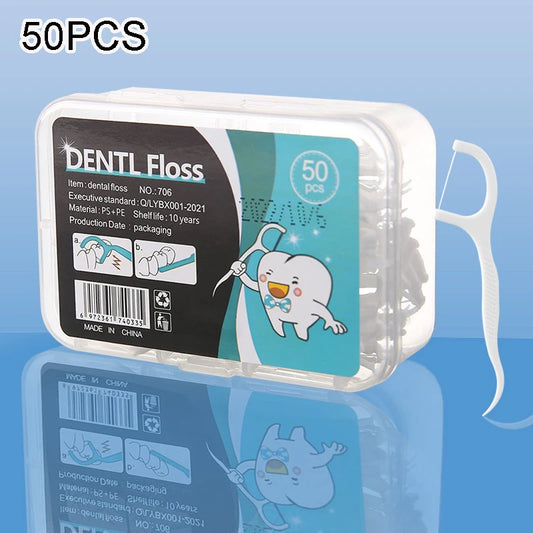 Disposable Floss Toothpick Tooth Cleaning Gadget Brushing Teeth Washing Supplies Oral Health Cleaning Tools Home Daily Supplies Peaceful Pleasures Health and Wellness 1 box 50 pcs