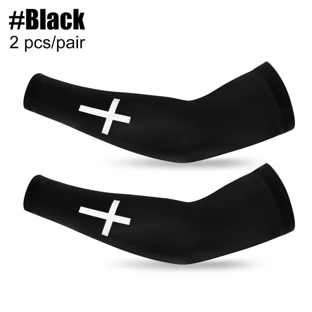1 Pair Cooling Arm Sleeves - UV Protection & Compression for Sports (Football/Baseball/Cycling) - Christian Youth & Adult Sizes Peaceful Pleasures Health and Wellness Black-1Pair