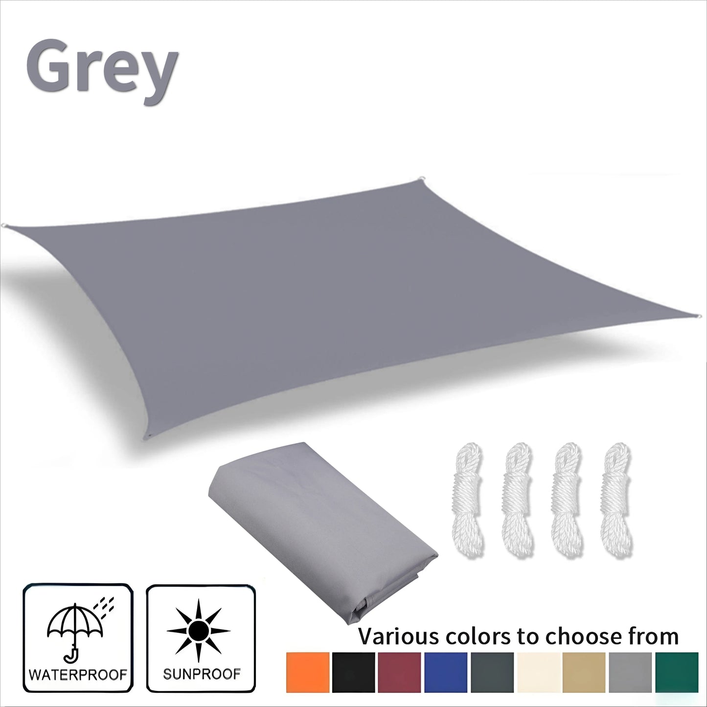 Waterproof Rectangle Sun Shade Sail – 98% UV Block Canopy
