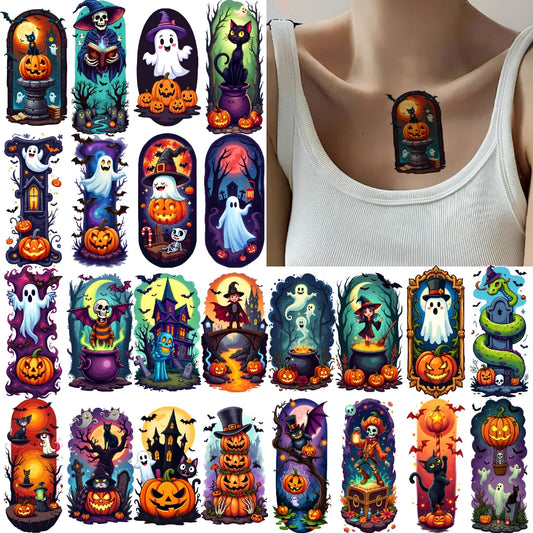 9-Pack Halloween Temporary Tattoos – Bats, Pumpkins & Ghosts Temporary Tattoo Set Oasis Select