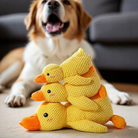 Yellow Duck Chew Toy for Dogs & Cats | Quacking Plush Toy Plush Pet Toy Peaceful Pleasures Health and Wellness