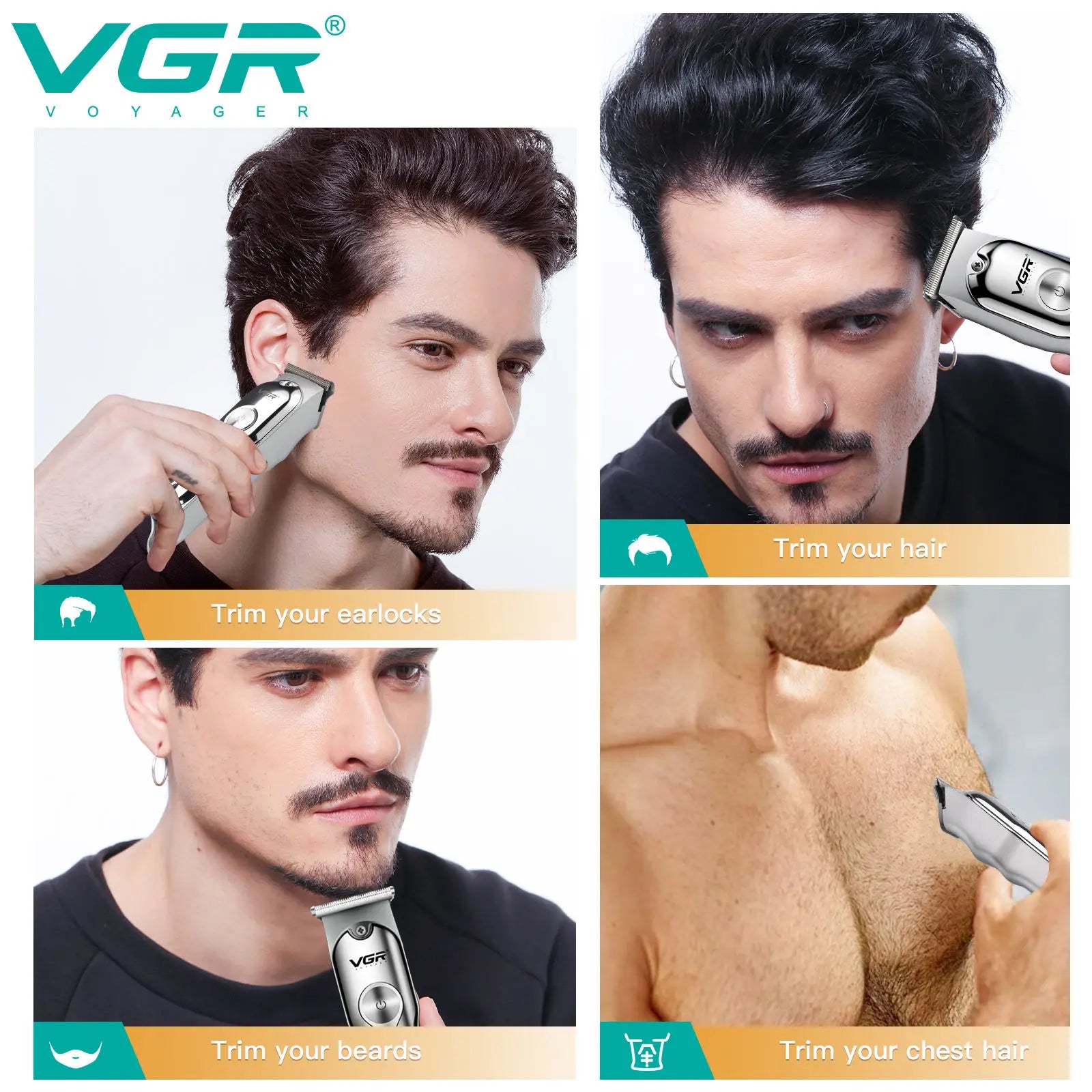 VGR 071 Hair Trimmer Professional Hair Clipper Rechargeable Hair Cutting Machine T-Blade Cordless Portable Trimmer for Men Peaceful Pleasures Health and Wellness