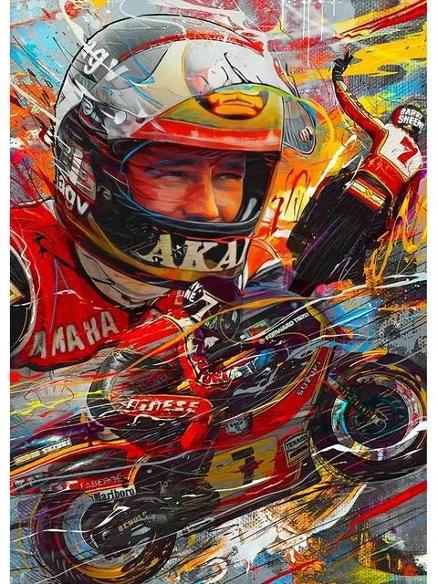 Valentino Rossi Watercolor Motorcycle Racer HD Canvas Print, Motorbike Racing Wall Art Poster for Home Decor Peaceful Pleasures Health and Wellness 10 30x40cm Unframed