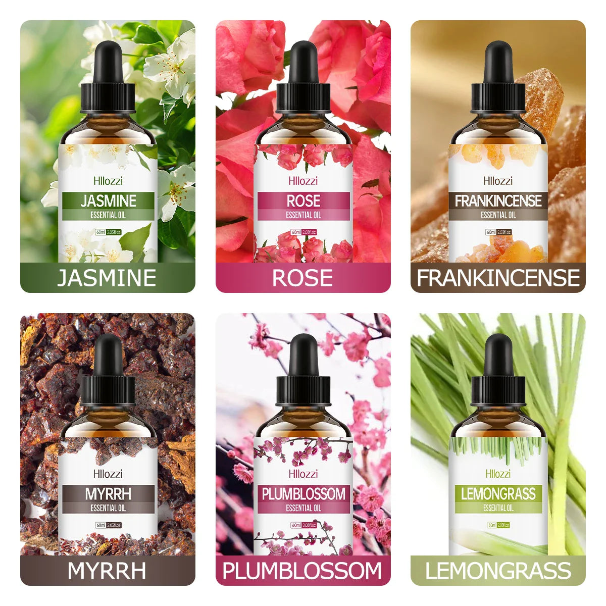 60ml Pure Aromatherapy Essential Oils – Agarwood, Cedarwood