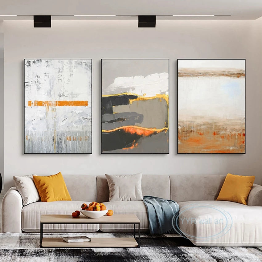 Aesthetic Decor Mural 3 Panel Wall Art Pictures For Home Hand Drawn Acrylic Oil Painting On Canvas Posters For Living Room Sofa Peaceful Pleasures Health and Wellness