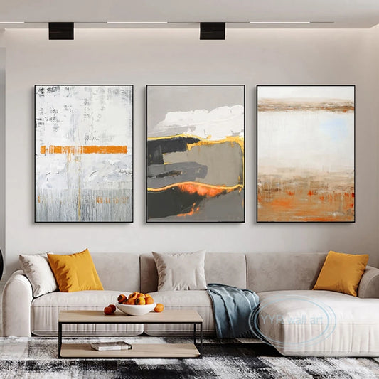 Aesthetic Decor Mural 3 Panel Wall Art Pictures For Home Hand Drawn Acrylic Oil Painting On Canvas Posters For Living Room Sofa Peaceful Pleasures Health and Wellness