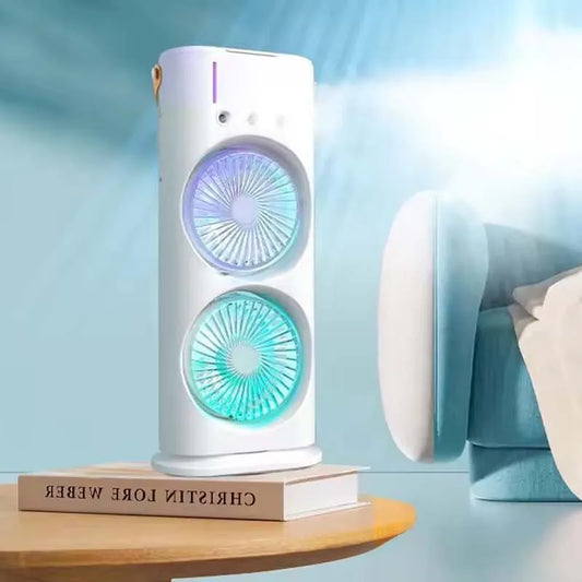 Summer Cool Double-Blade Spray Fan USB Desktop Air Conditioning Fan Office Portable Water-Cooled Mute Spray Fan Peaceful Pleasures Health and Wellness