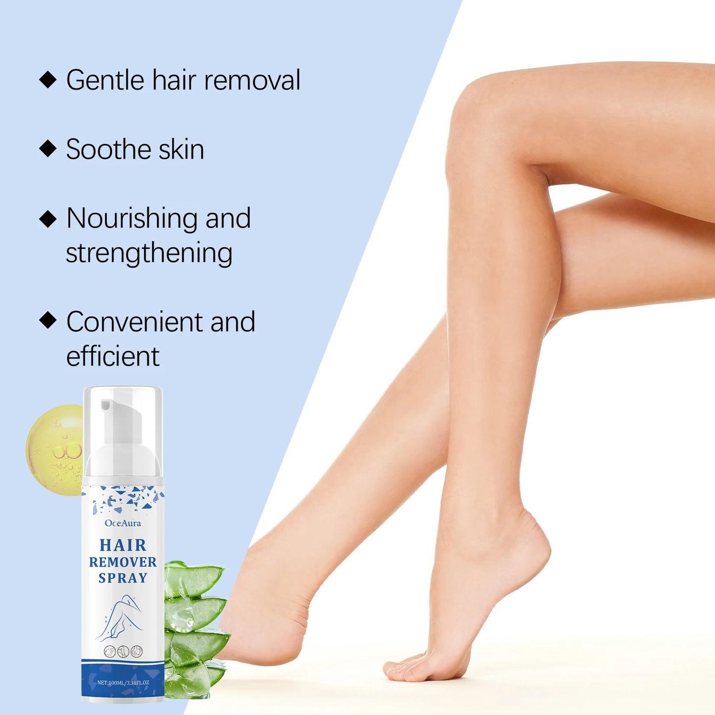 OceAura Depilatory Mousse Spray – Body & Underarm Hair Removal