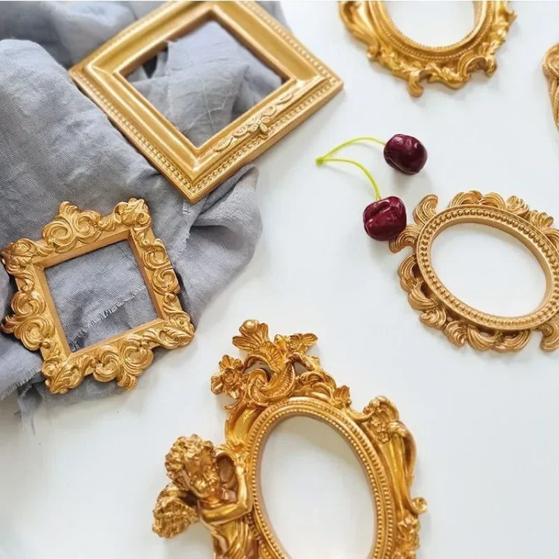 1PC Retro Photo Frame Gold Picture Frame Home Decor Photography Props Wedding Pictures Frames Gifts Desk Decoration Ornament Peaceful Pleasures Health and Wellness