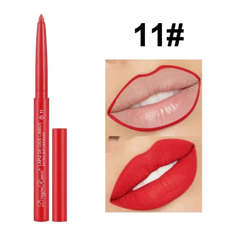 12-Color Waterproof Matte Lip Liner Pencil Set – Long-Lasting