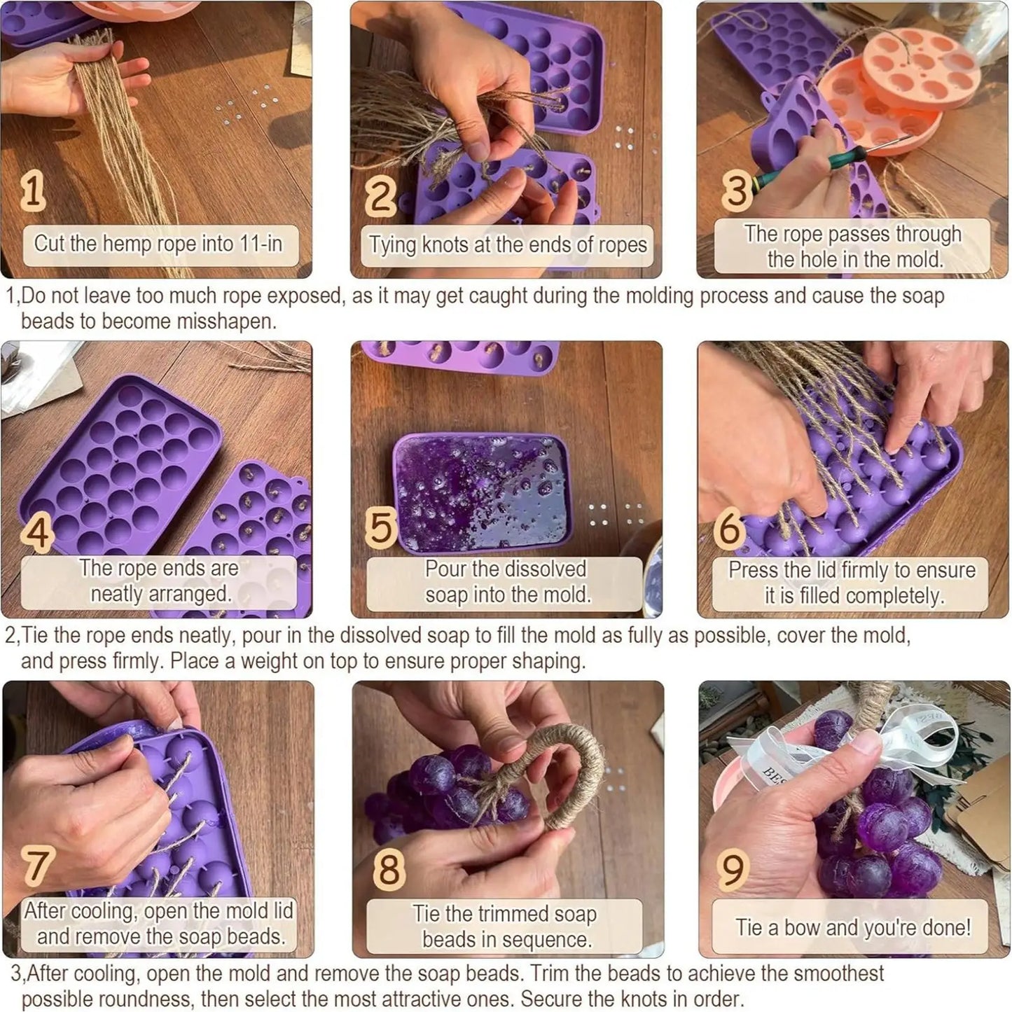 DIY Soap Making Kit DIY Grape and Flower Candle Molds with Ropes Bows Labels Soap Maker Kit for Adults Women Men Girls Boys Dad Peaceful Pleasures Health and Wellness