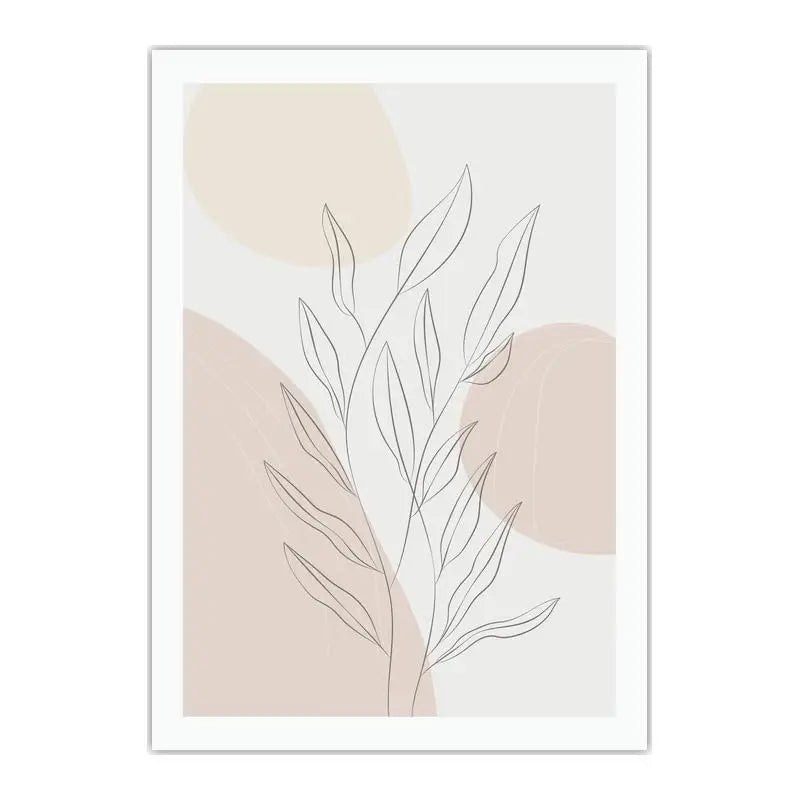 Abstract Boho Wall Art, Plant Leaf Line Art Canvas Painting | Modern Minimalist Poster for Living Room Bedroom Decor Peaceful Pleasures Health and Wellness 01 50x70cm NoFrame China Mainland