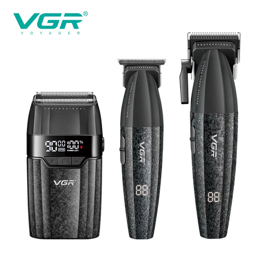 VGR high-end 3-in-1 hair trimming set professional electric hair clipper 9000 RPM household electric push shear shaver V-640 S3 Peaceful Pleasures Health and Wellness USB