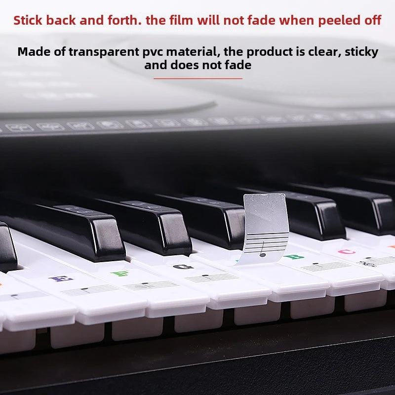 Piano Training Stickers 37 49 54 61 88 Keys Transparent PVC Key Decal