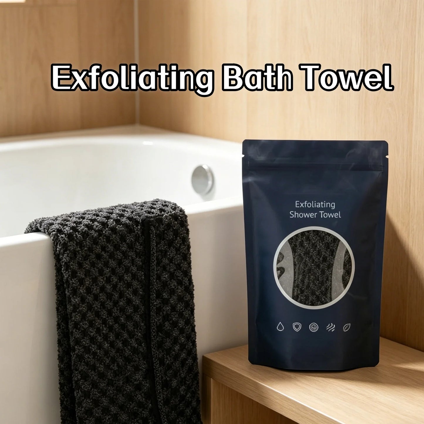 Ultra-Long Exfoliating Bath Towel Deep Clean Remove Dirt Oil Exfoliate Dead Skin Durable Improve Rough Skin Men Women Back Towel Peaceful Pleasures Health and Wellness