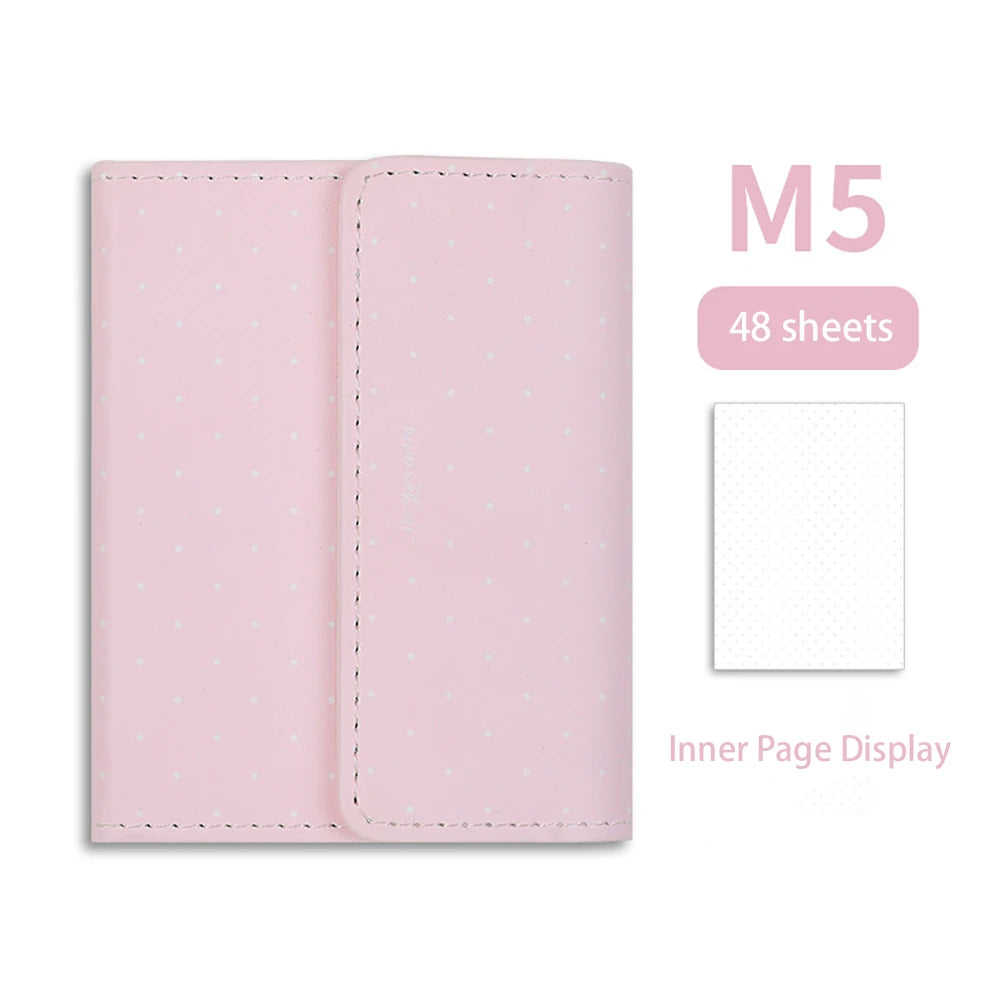 Polka Dot M5 Leather Notebook Instagram Diary DIY Portable Pocket