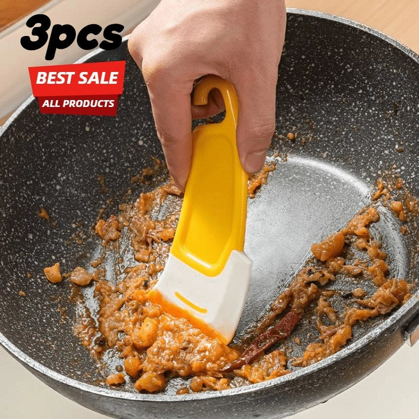 3-Pack Silicone Pan Scraper & Dish Cleaning Spatula Set