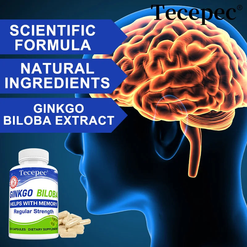 Ginkgo Biloba Extract Capsules 1000mg - Attention, Concentration, Brain Power & Memory Support, Caffeine-Free Nootropic Peaceful Pleasures Health and Wellness
