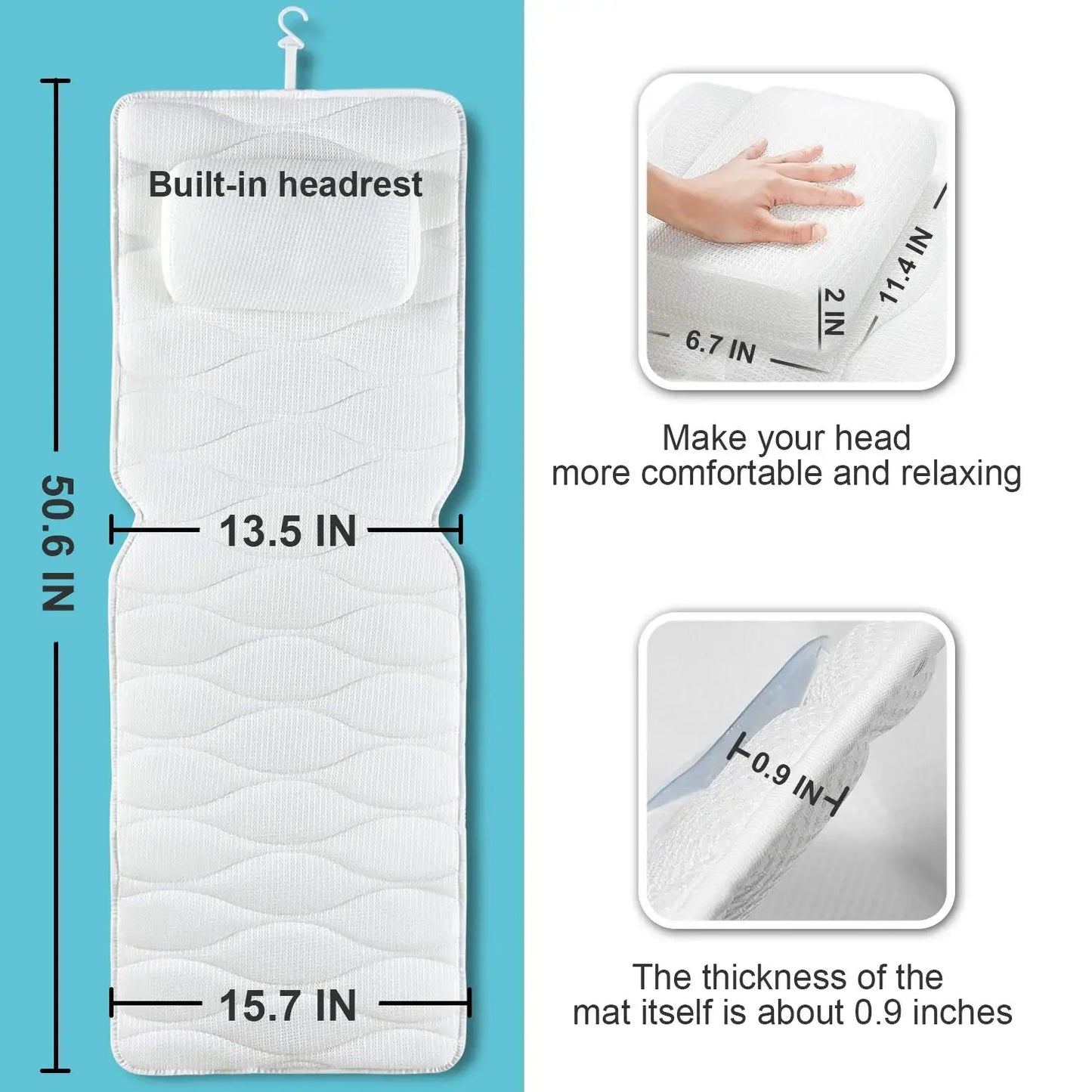 Full Body Bath Pillow with 21 Suction Cups & 5D Air Mesh Peaceful Pleasures Health and Wellness