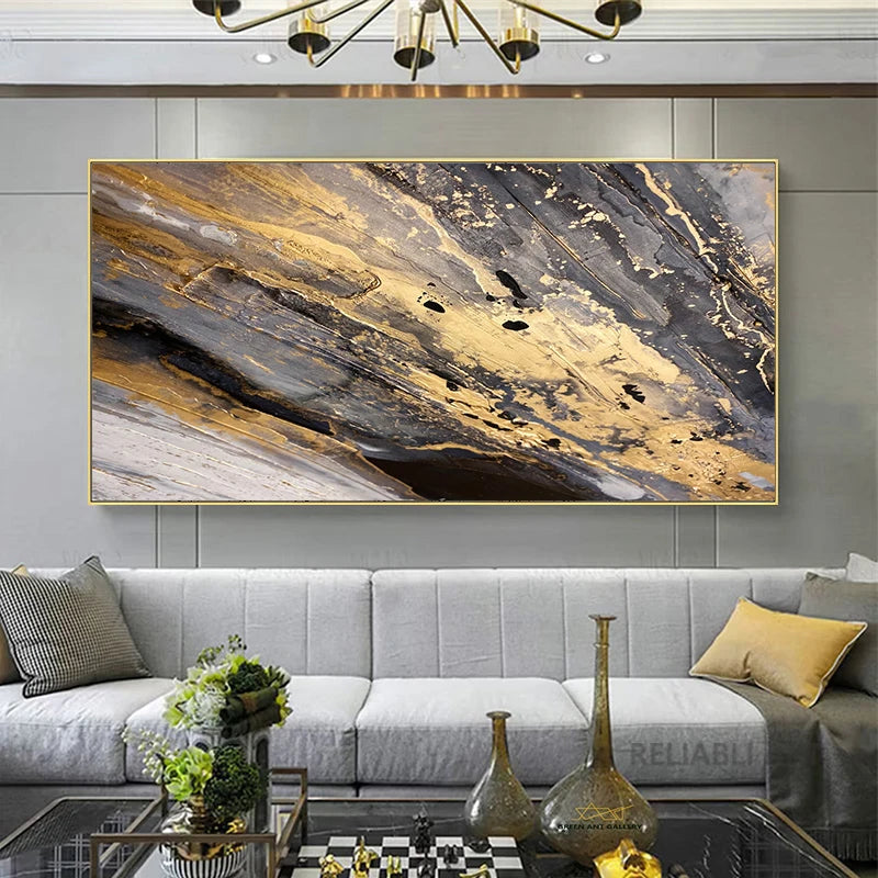 Wall Painting Abstract Golden Art Wall Pictures For Living Room Canvas Painting Home Decor Posters And Prints Vintage Cuadros Peaceful Pleasures Health and Wellness zl1 6 50x100cm