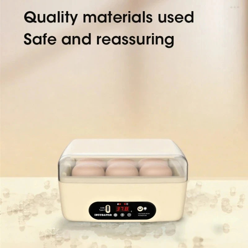 Automatic USB Powered Egg Incubator Portable Small Hatching Box for 5-6 Chicken Duck Pigeon Quail Eggs Educational Tool Peaceful Pleasures Health and Wellness