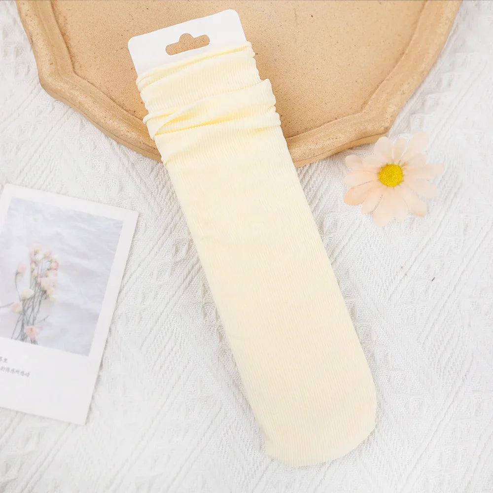 Women Colorful Loose No Pilling Socks Knitting Rib Ice Thin Spring Summer Female Socks High Tube Streetwear College Style Sock Peaceful Pleasures Health and Wellness 5pairs One Size