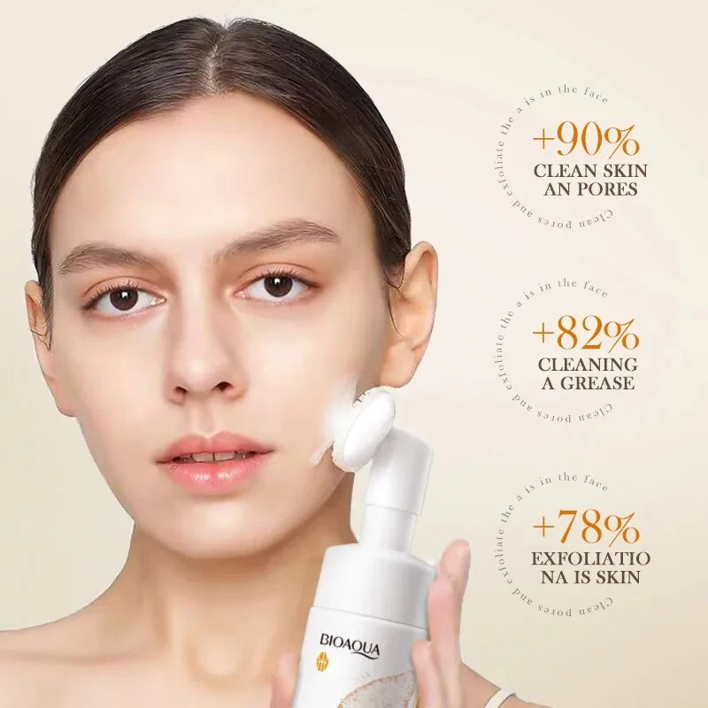 BIOAOUA Rice Puree Foaming Cleanser 120ml | Mousse & Brush