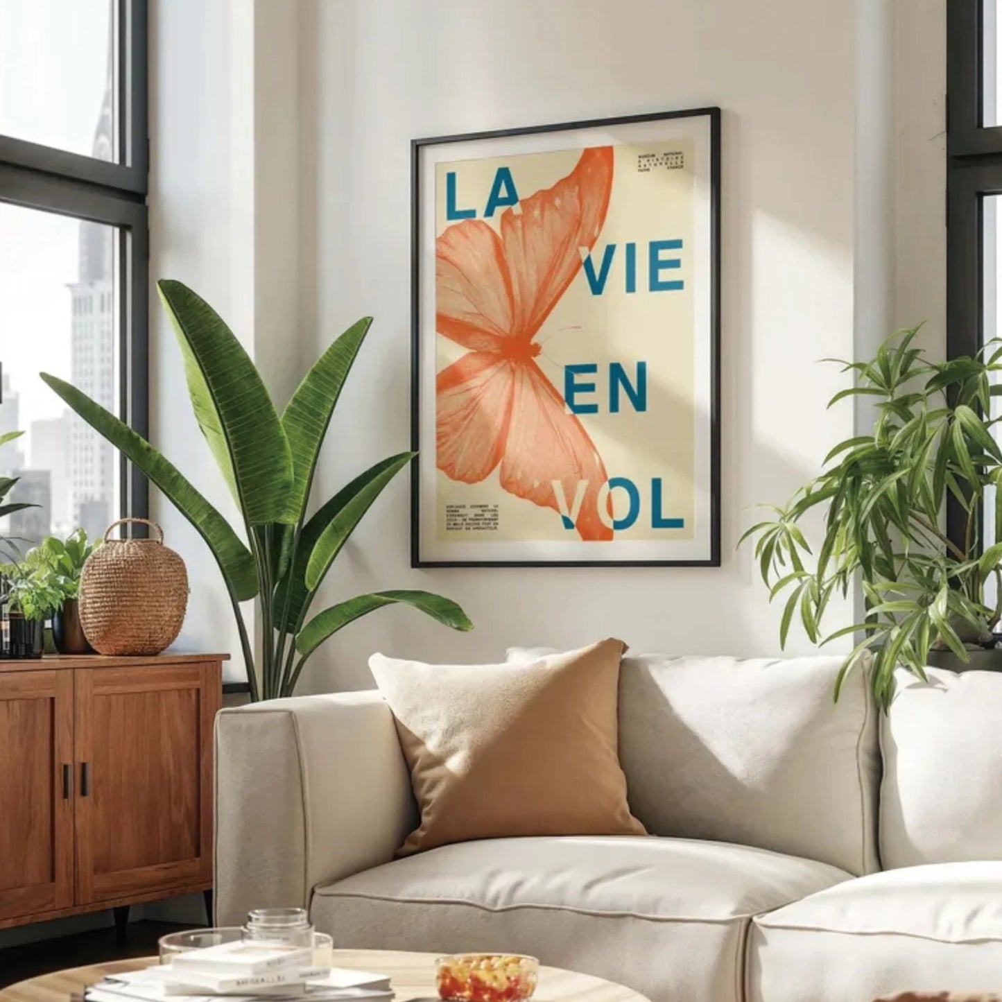 Mid Century Modern Butterfly Canvas Wall Art Print | Home Decor