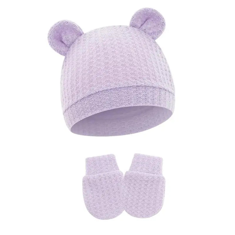 Newborn Baby Hat & Mittens Set | Soft Cotton, 0–6 Months