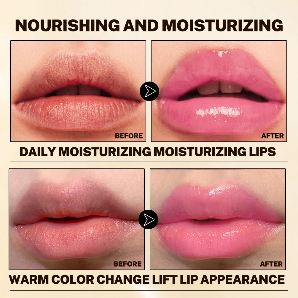 QIBEST Glitter Lipstick Transparent Lip Balm Warm Change Lipstick Moisturizing Pearlescent Temperature Changing Color Lip Stain Peaceful Pleasures Health and Wellness