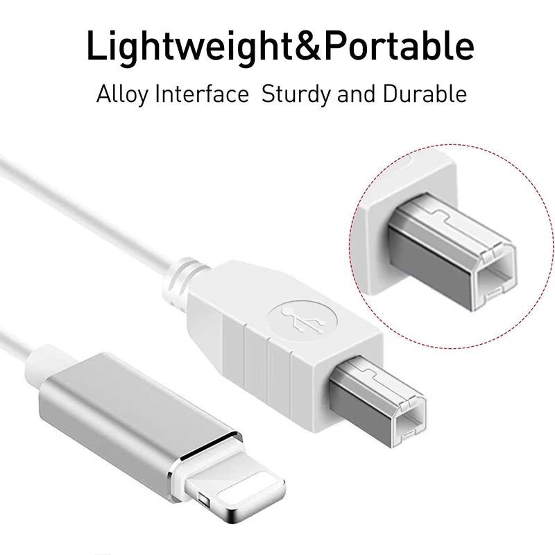 MIDI USB B to iPhone iPad IOS Interface OTG Data Cable for Electronic Piano Drum Electric Piano MIDI Keyboard Connector Peaceful Pleasures Health and Wellness WHITE 2m