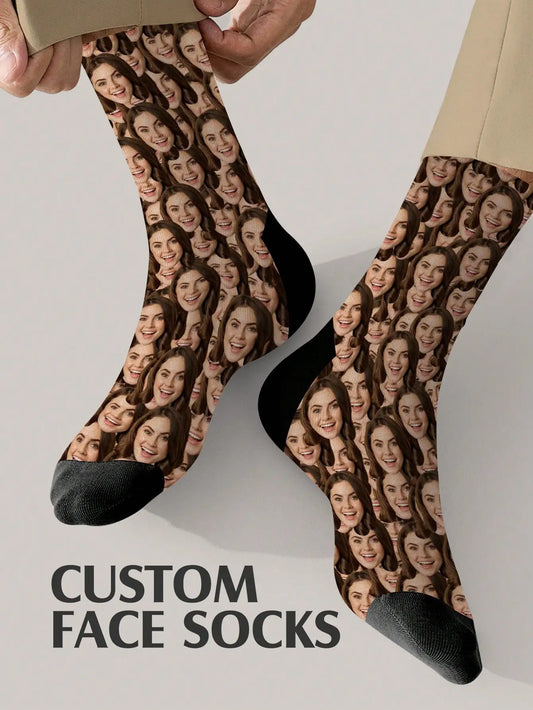 Custom Face Socks Personalized Photo Socks Funny Picture Printed Socks Two Sizes Available Unique Gift Peaceful Pleasures Health and Wellness