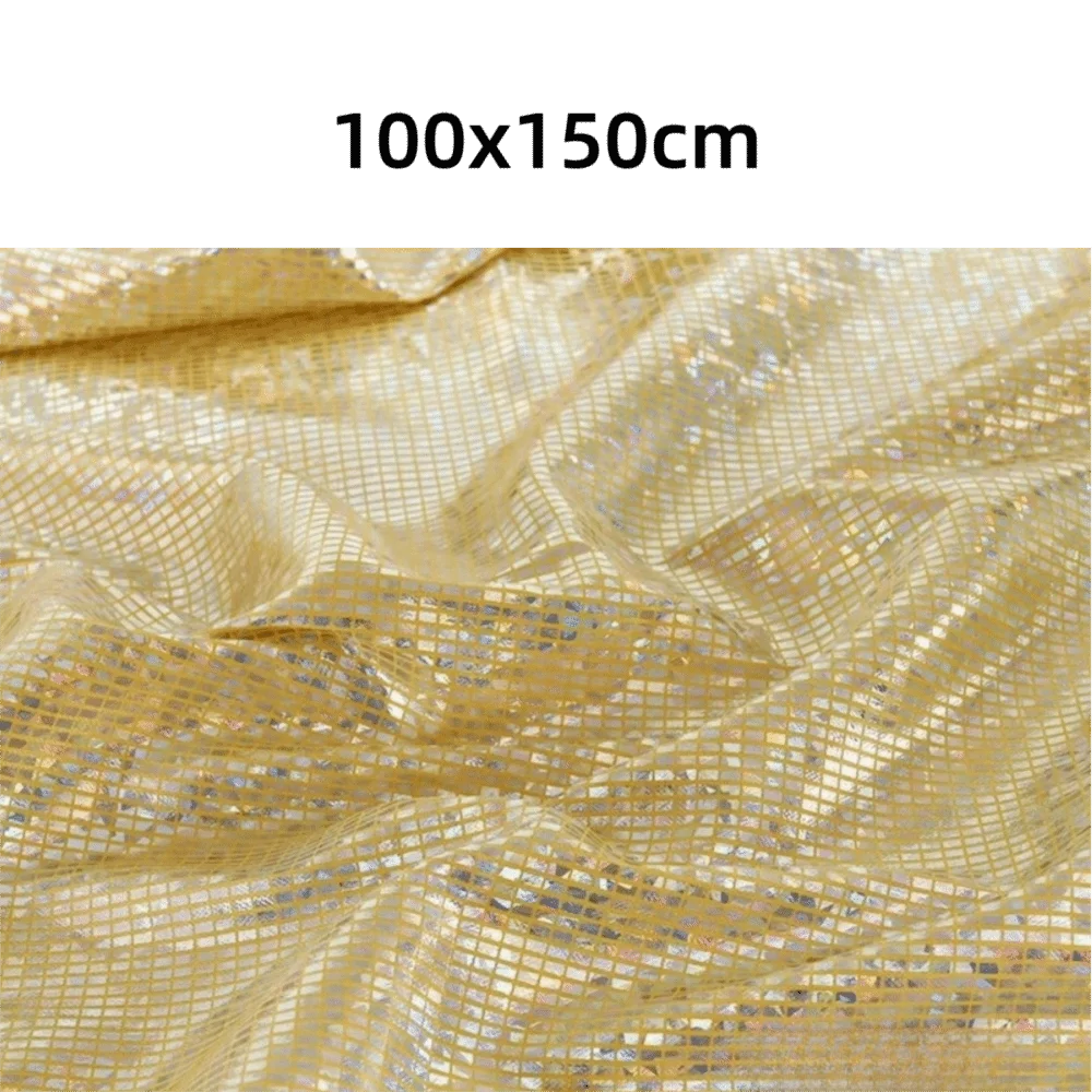 100x150cm Metallic Gold Foil Fabric Laser Colorful Sewing Material Shining Background Decorations Cloth Peaceful Pleasures Health and Wellness