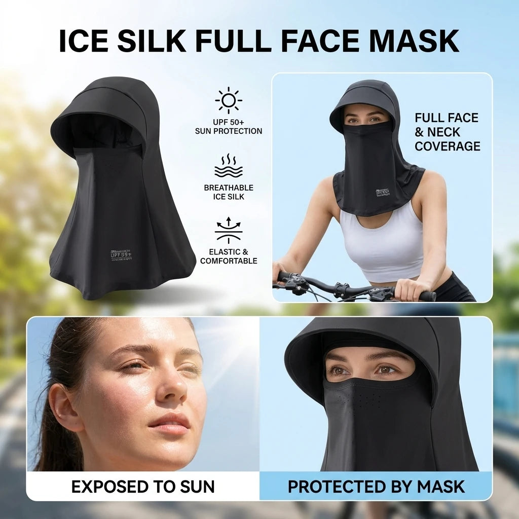 Ice Silk Sun-Protection Mask Full Face-Cover Cap UV-Protection Cycling Headwear Peaceful Pleasures Health and Wellness