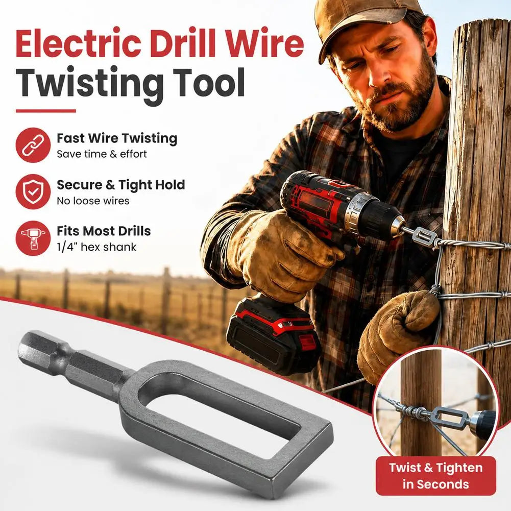 Steel Wire Twister Tool Electric Drill Attachment Fast Wire Twisting Fence Wire Tying Tool Cable Device For Construction Farm Peaceful Pleasures Health and Wellness