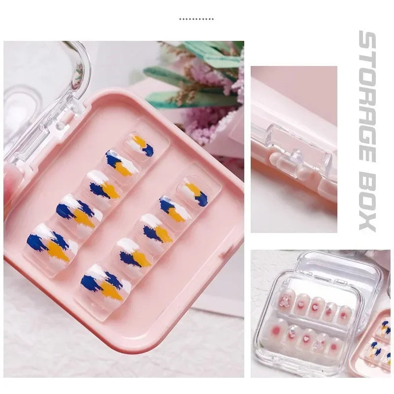 10 Pieces Empty Nail Boxes For Packaging Square Shape Box Wholesale Nail Tips Press On Nail Packaging Case Small Business Peaceful Pleasures Health and Wellness