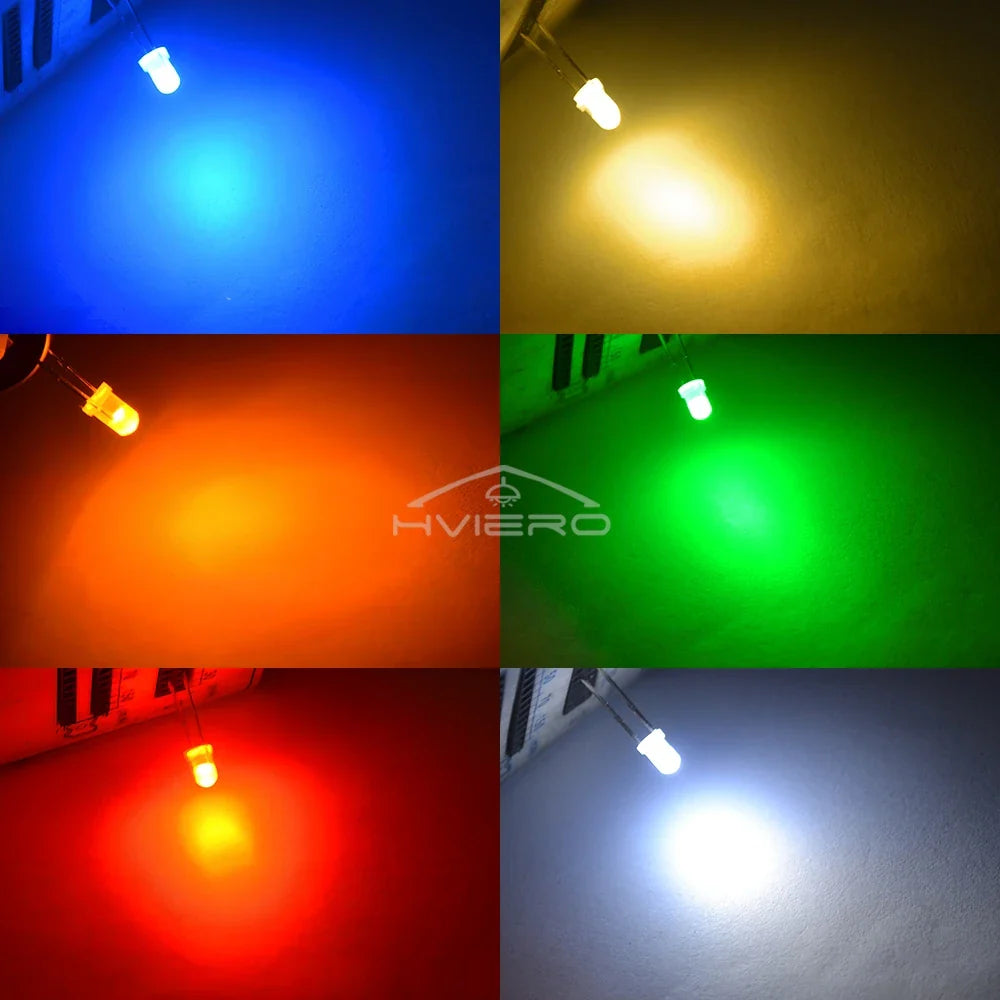 100PCS 3mm Diffused LED Diode Bulbs – 6 Colors | DIY & Decor