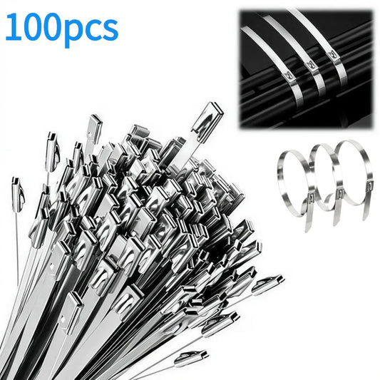 100-Pack Stainless Steel Cable Ties | Self-Locking Metal Zip Ties Metal Cable Ties Peaceful Pleasures Health and Wellness