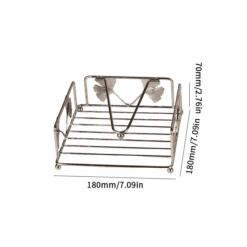 New Rustic Metal Napkin Holder Square Paper Organizer For Kitchen Home Restaurant Cafes - Tabletop Decorative Napkin Holder Peaceful Pleasures Health and Wellness Silver