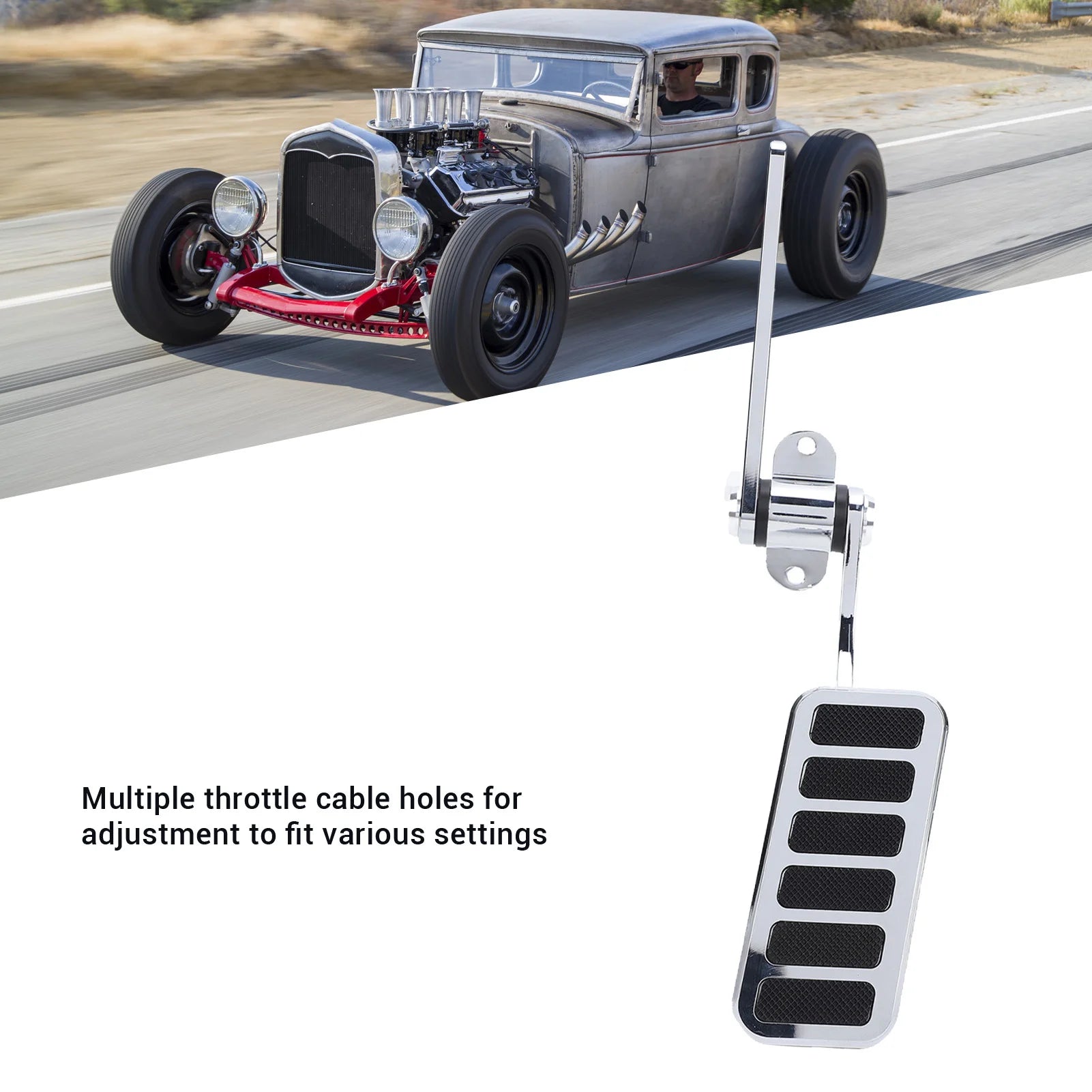 Polished Aluminum Throttle Pedal | Classic Cars Hot Rods 4.5"x2" Throttle Pedal Assembly Peaceful Pleasures Health and Wellness