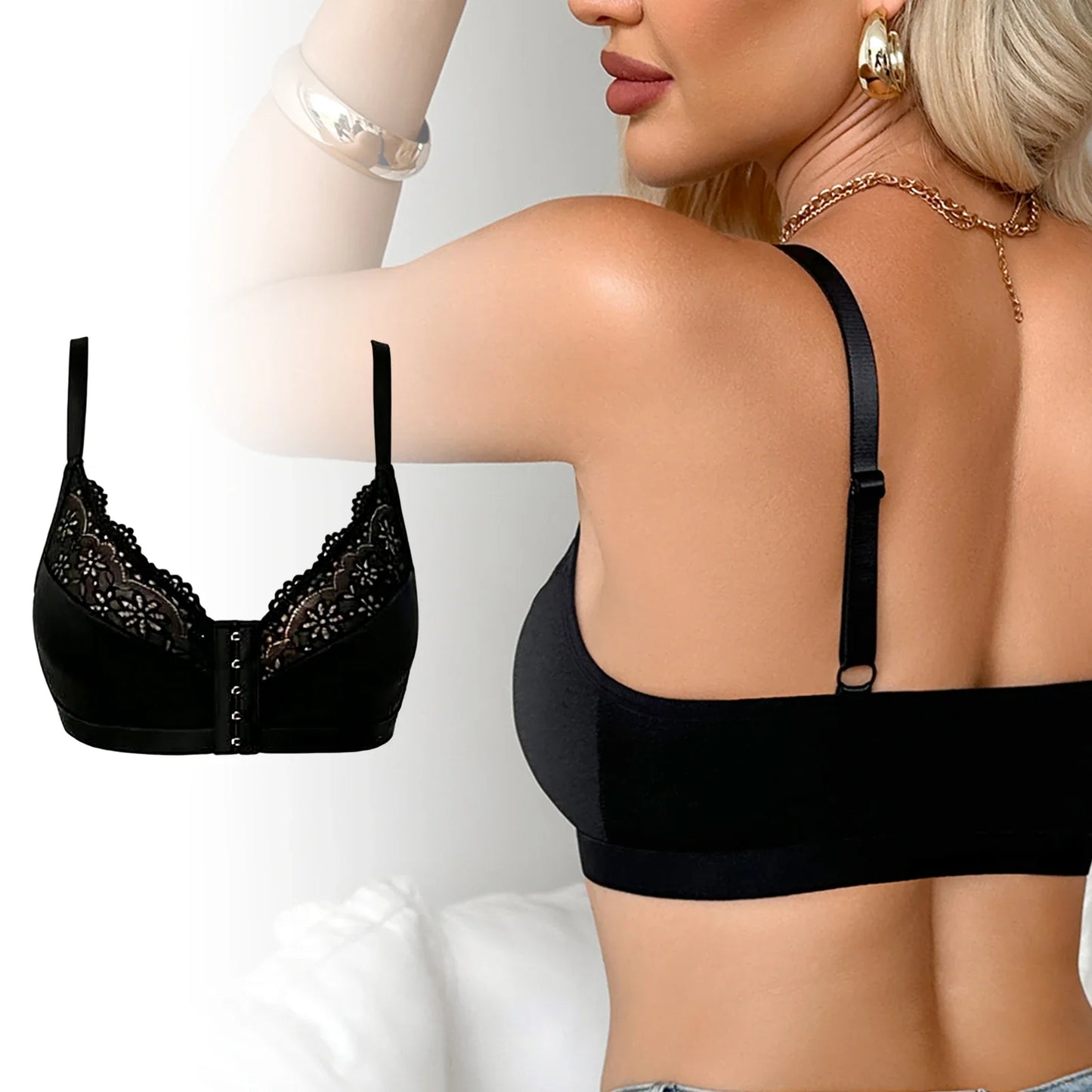 Lace Front Clasp Wire-Free Push-Up Bra | Everyday Comfort