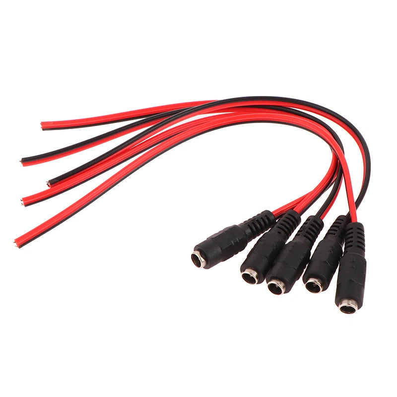 5-Pack DC Power Connector Cable 5.5×2.1mm for CCTV Cameras DC Power Connector Peaceful Pleasures Health and Wellness 5pcs