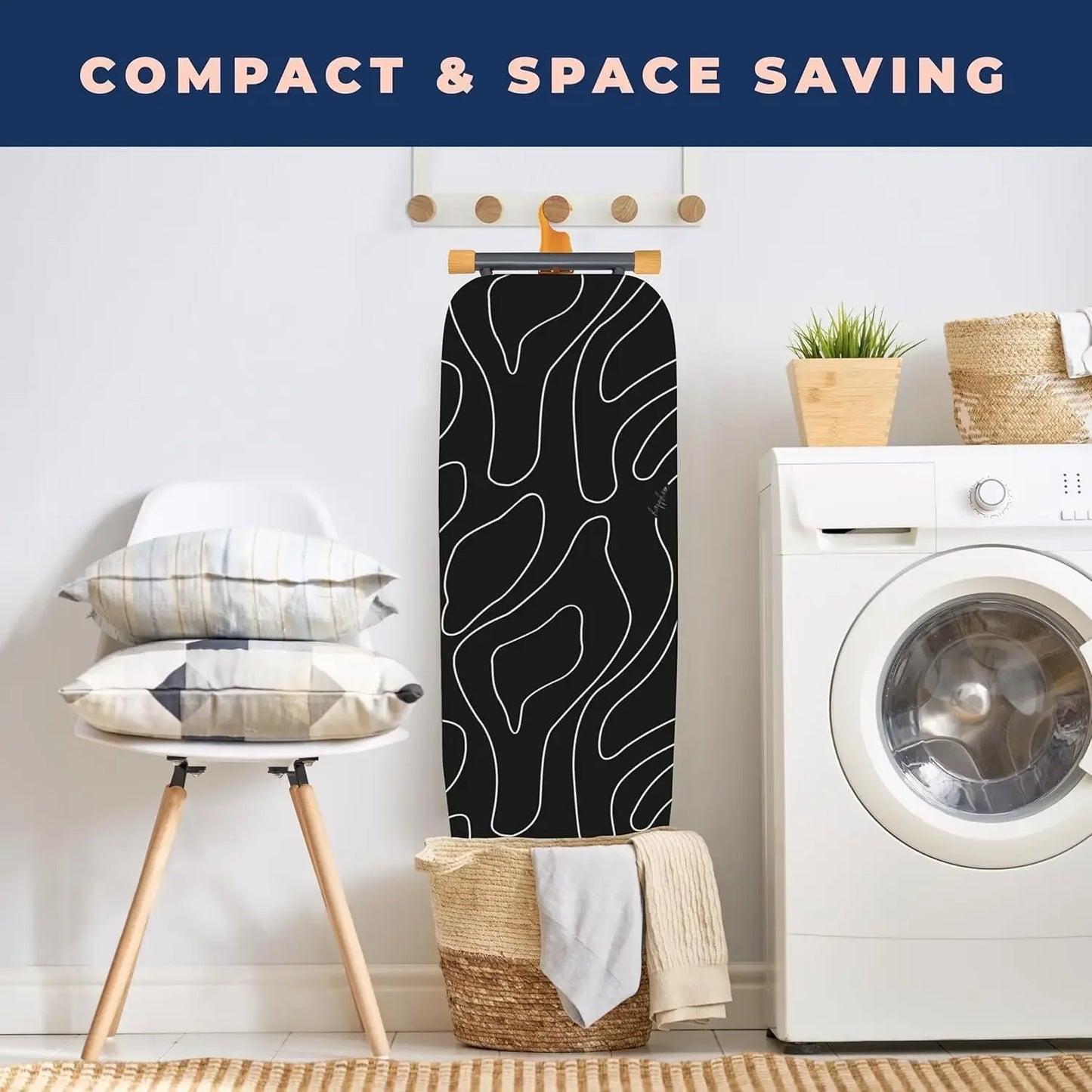 Compact Ironing Board with 3-Layer Cover, 8 Height Settings & Iron Rest Ironing Accessories Peaceful Pleasures Health and Wellness