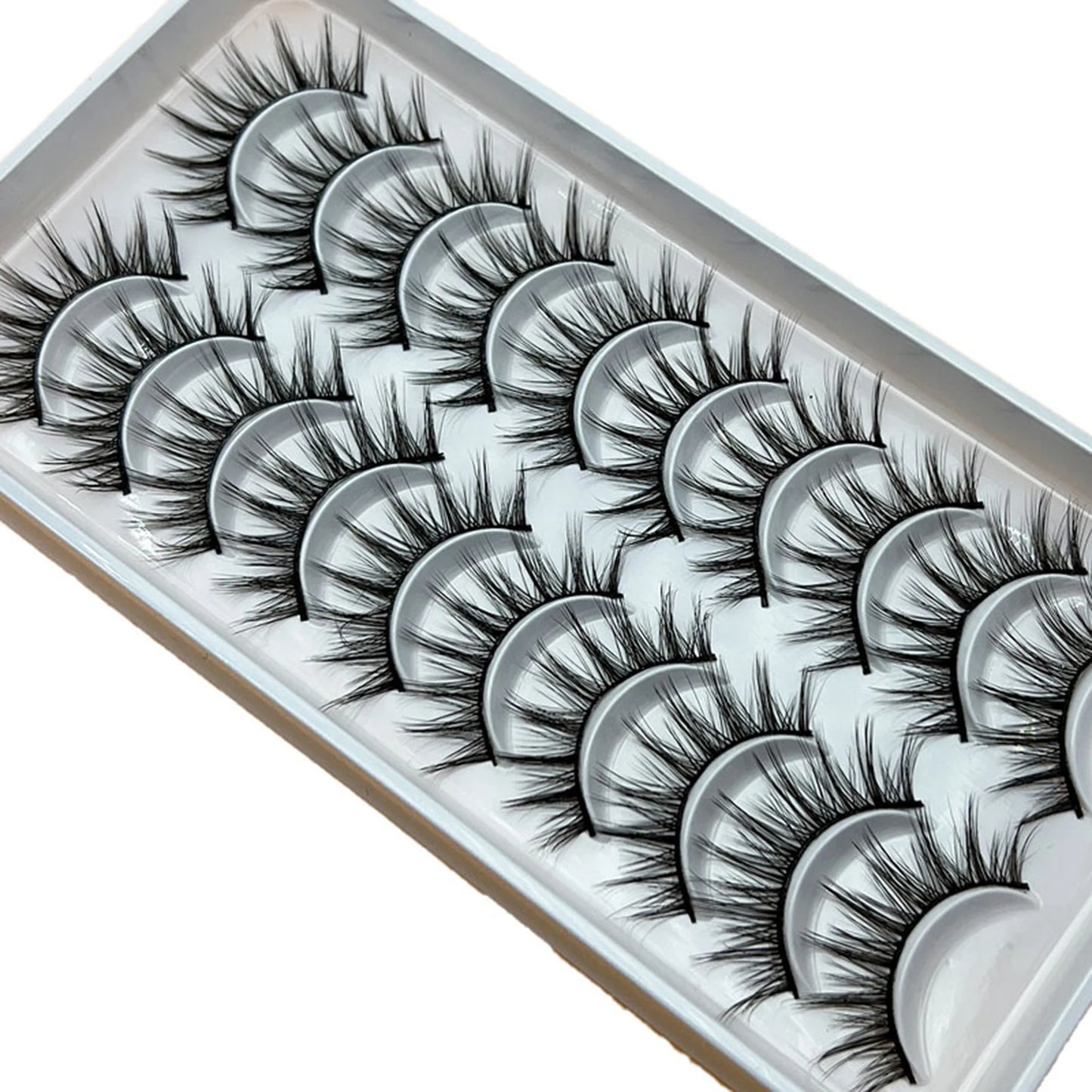10 Pairs Natural Fluffy False Eyelashes Wispy Lashes 3D Volume Strip Lashes D Curl Fake Eyelashes with Clear Band Eye Lashes Peaceful Pleasures Health and Wellness style 3