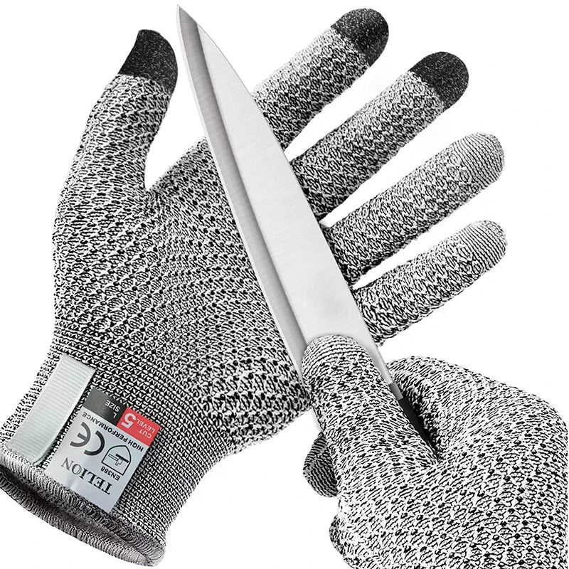 Grade 5 Anti-cut and Wear-resistant Pineapple Pattern Kitchen Slaughtering and Fish Killing Anti-cut Breathable Gloves Peaceful Pleasures Health and Wellness Gray M