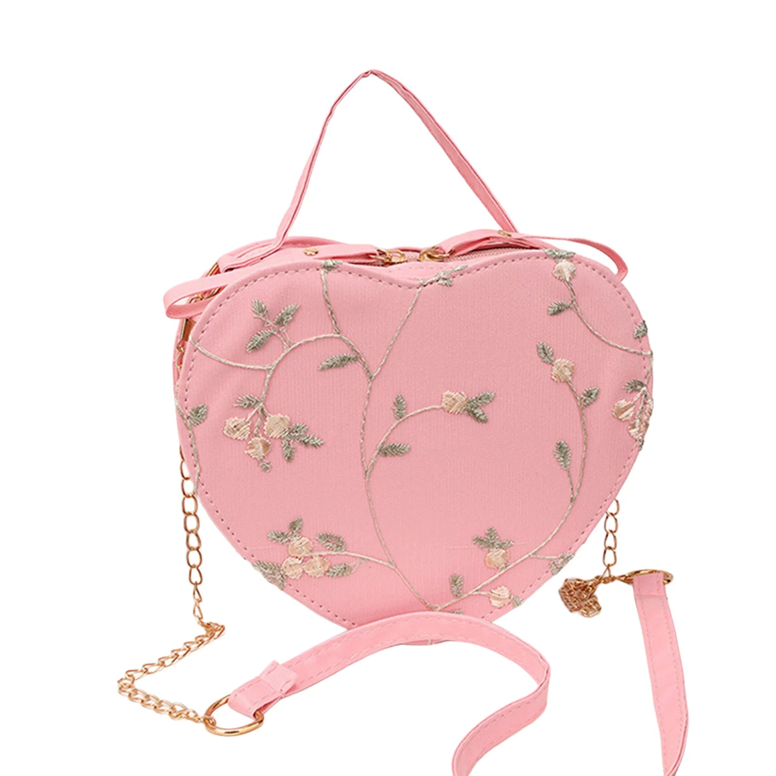 Womens Lace Heart Crossbody Bag PU Leather Shoulder Purse Fashion Handbag with Chain Strap for Valentine Gift 21x17x6cm Peaceful Pleasures Health and Wellness Pink