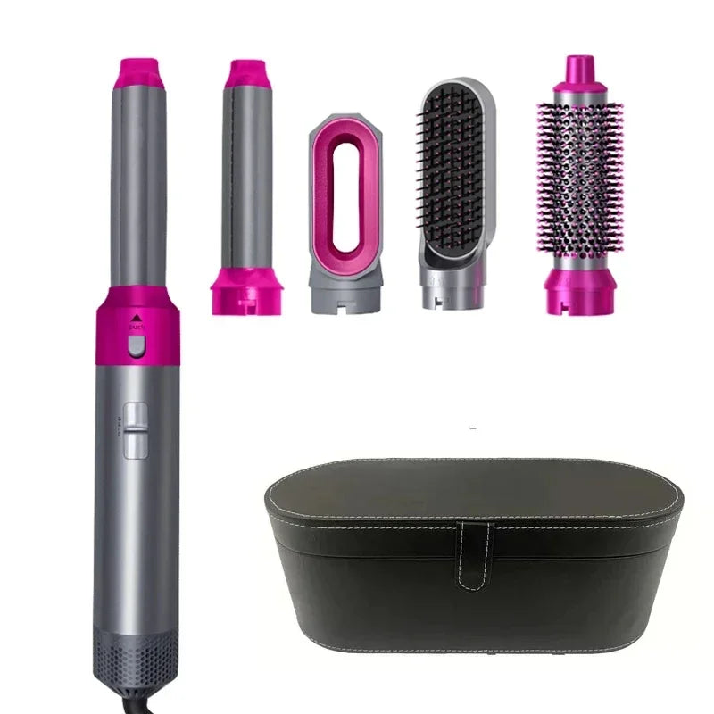 5 in 1 Hair Dryer Brush Hot Comb Set Professional Curling Iron Hair Straightener Styling Tool For Professional Hair Dryer Peaceful Pleasures Health and Wellness Rose Red Set 2 US China Mainland