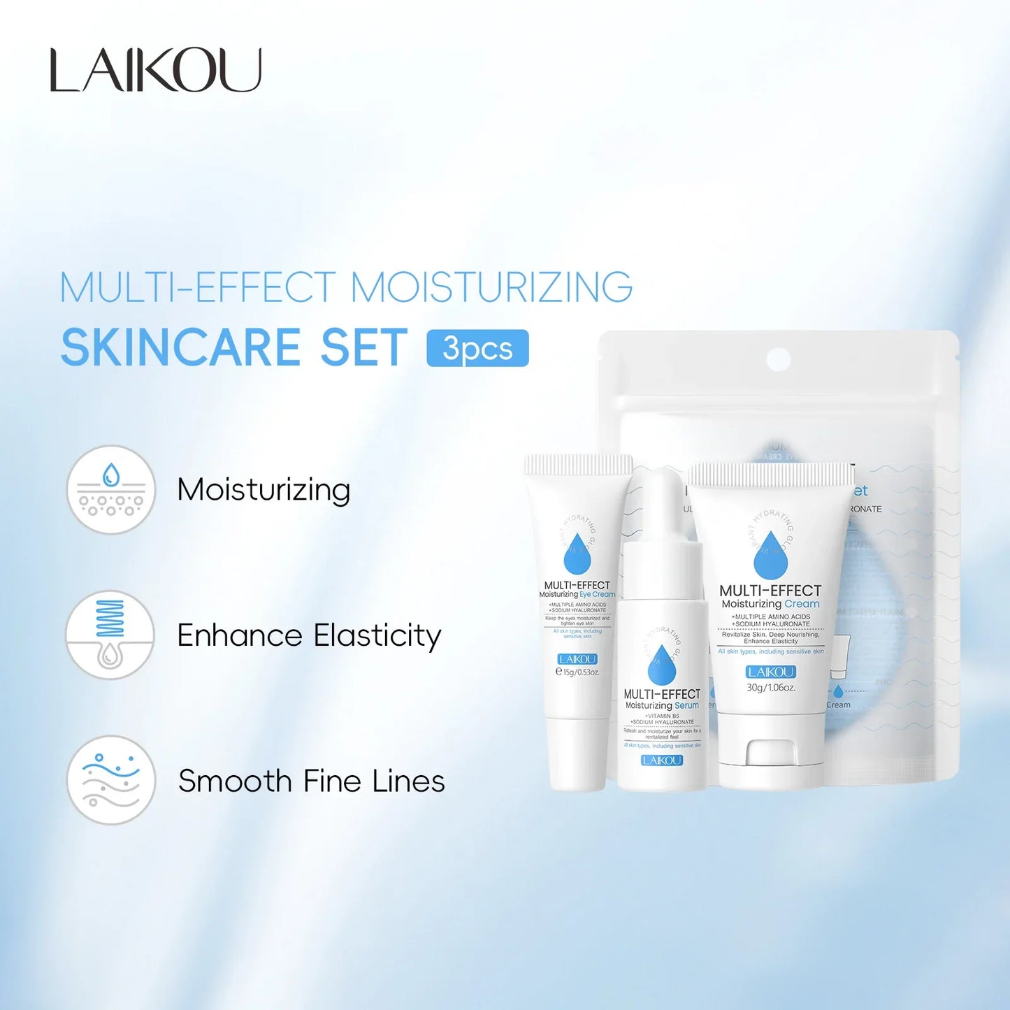 Lecoo 3-Piece Hydrating Skincare Set – Serum, Eye & Face Cream